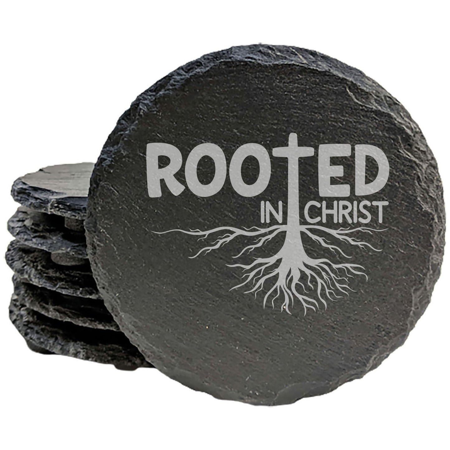 Faith and Hope: Laser Etched Christian Strength: Rooted in Christ Coasters