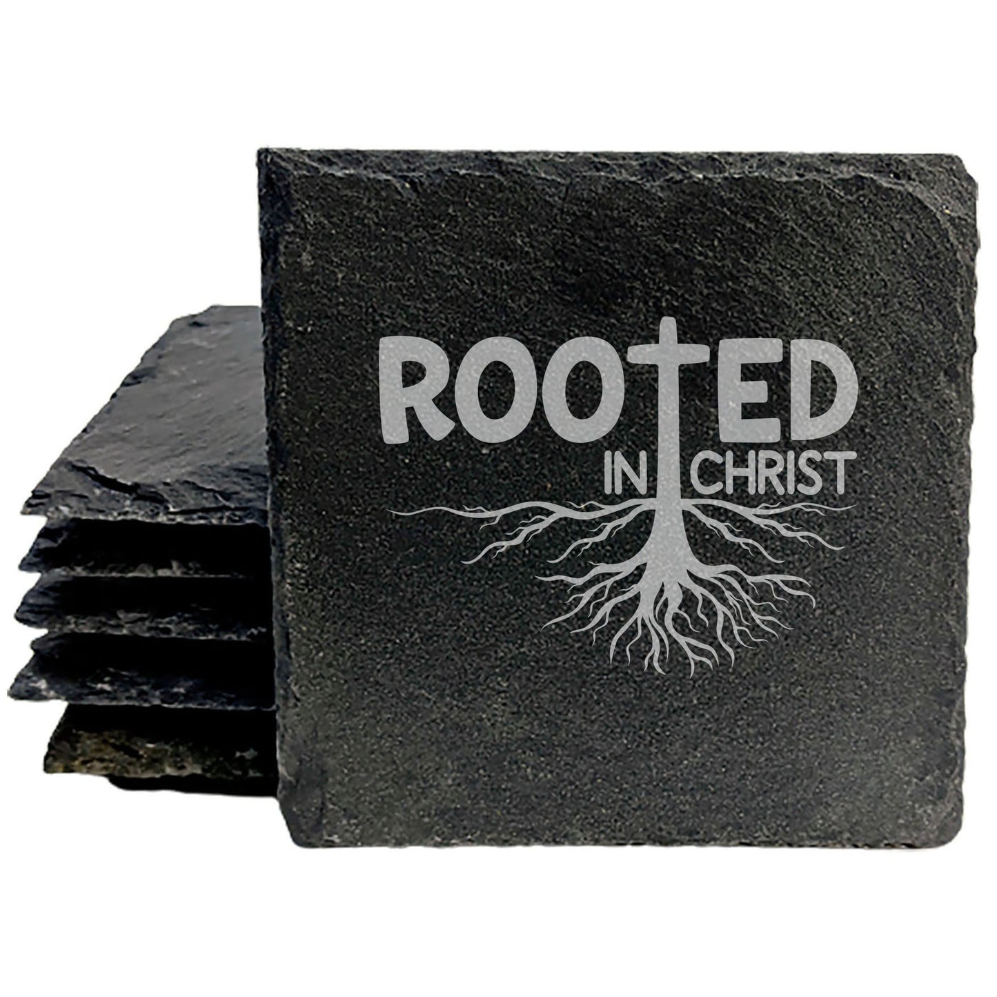 Faith and Hope: Laser Etched Christian Strength: Rooted in Christ Coasters