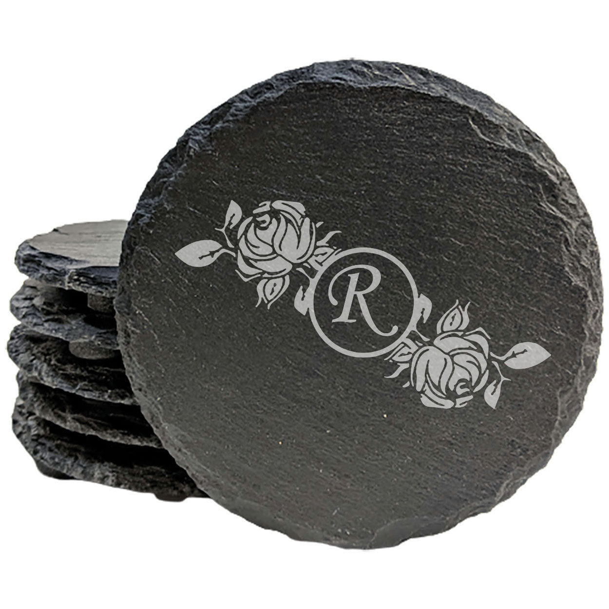 Initial Inspiration: Personalized Slate Coasters with Rose Monogram