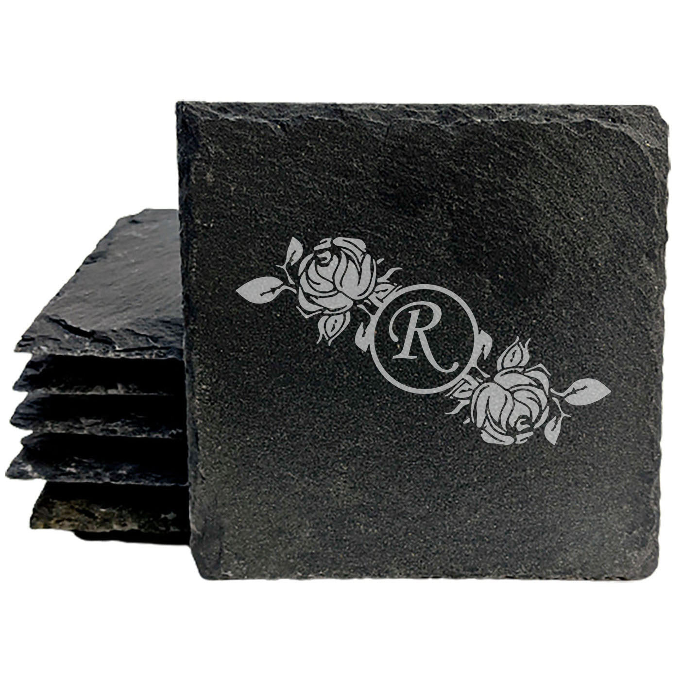 Initial Inspiration: Personalized Slate Coasters with Rose Monogram
