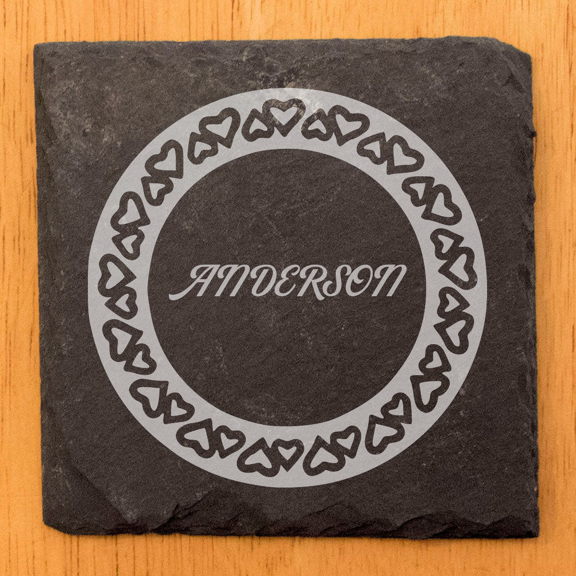 Hearts for You: Personalized Slate Coasters with Names or Initials