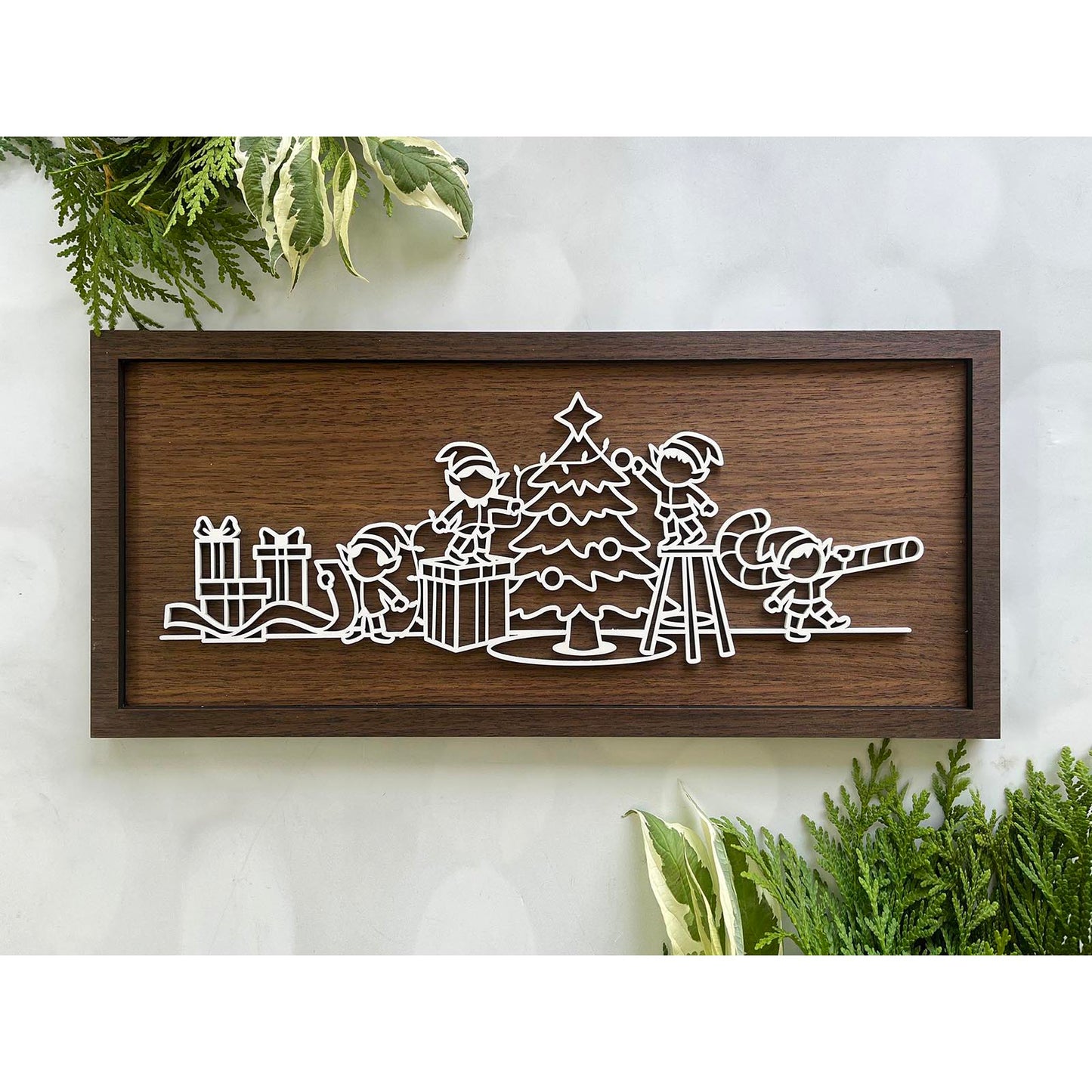 Elves Working Line Art Sign
