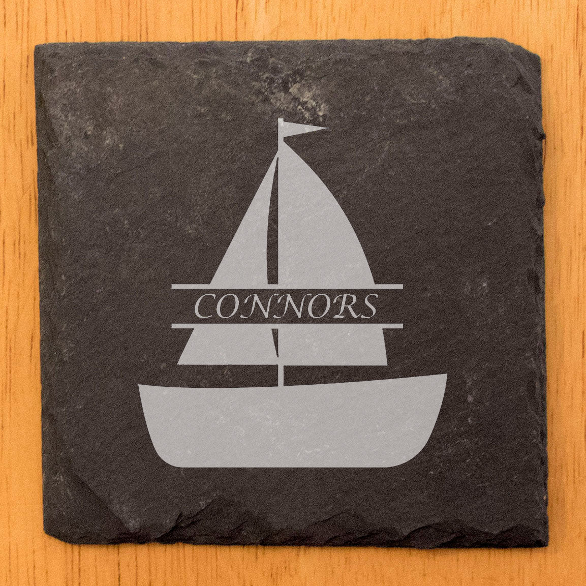 Set Sail in Style: Personalized Slate Coasters with Sailboat Monogram