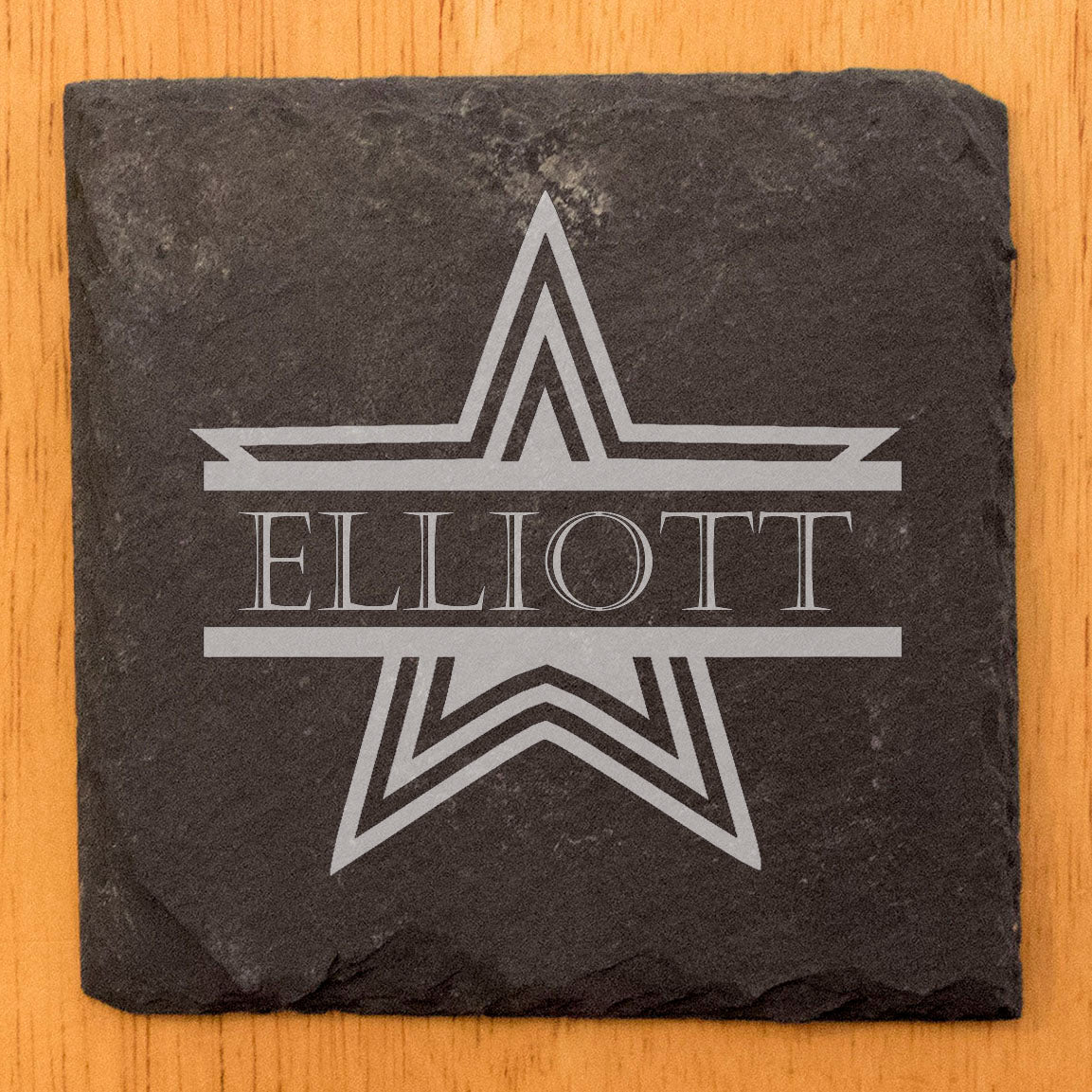 Shining Stars: Personalized Slate Coasters with Name and Star