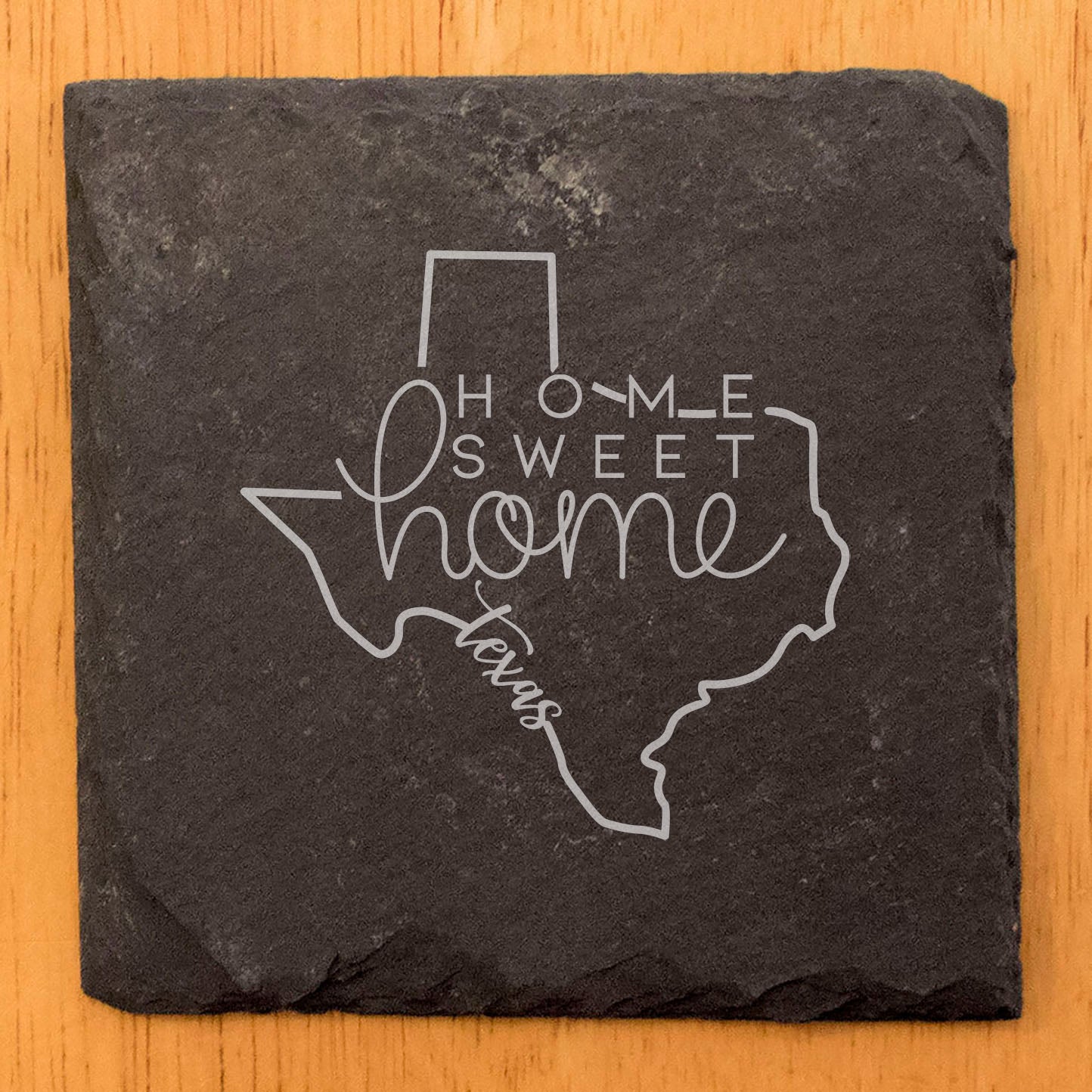 Rustic Slate Coasters Set of 4, Round 4" with Texas Outline & 'Home Sweet Home' Design, Perfect Gift for Holidays, Birthdays, Housewarming, She-Shed, Man Cave, Made in Oregon, USA, Small Business