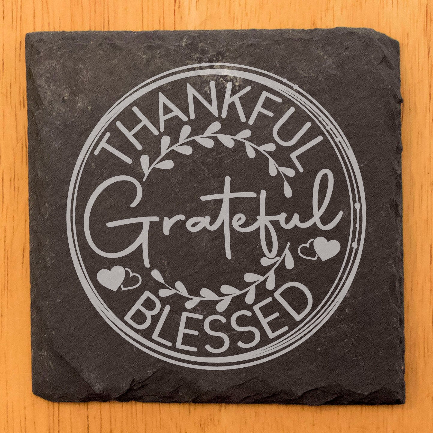 A Heart of Thanks: Thankful, Grateful, Blessed Coasters