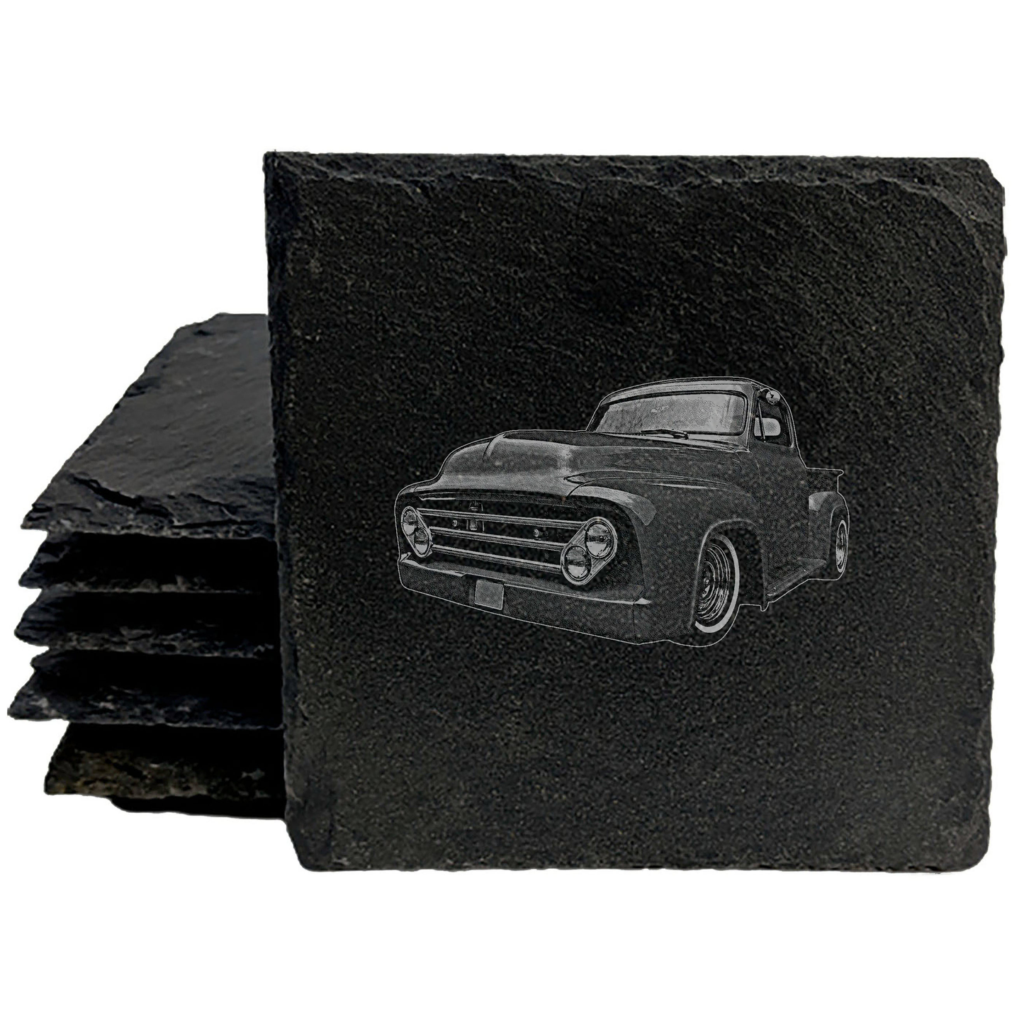 Rugged & Refined: Laser-Etched 1950s Truck Coasters for Any Drink