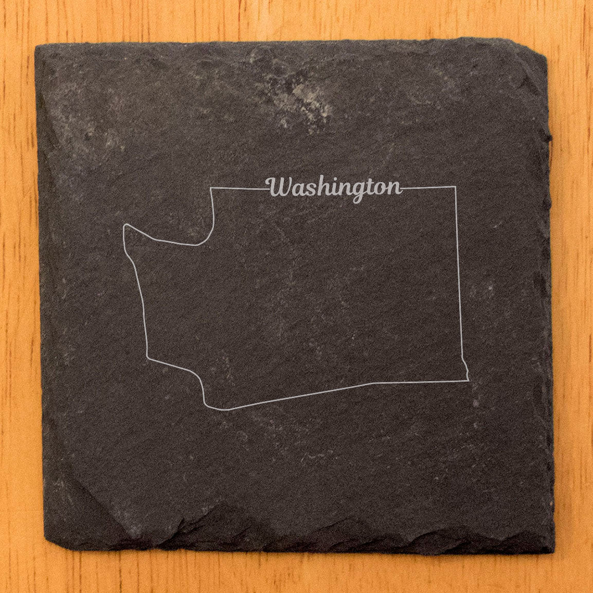 Rustic Slate Coasters Set of 4, Round 4" with Washington State Outline Design, Perfect for Holidays, Birthdays, Housewarming, She-Shed or Man Cave, Made in Oregon, USA,