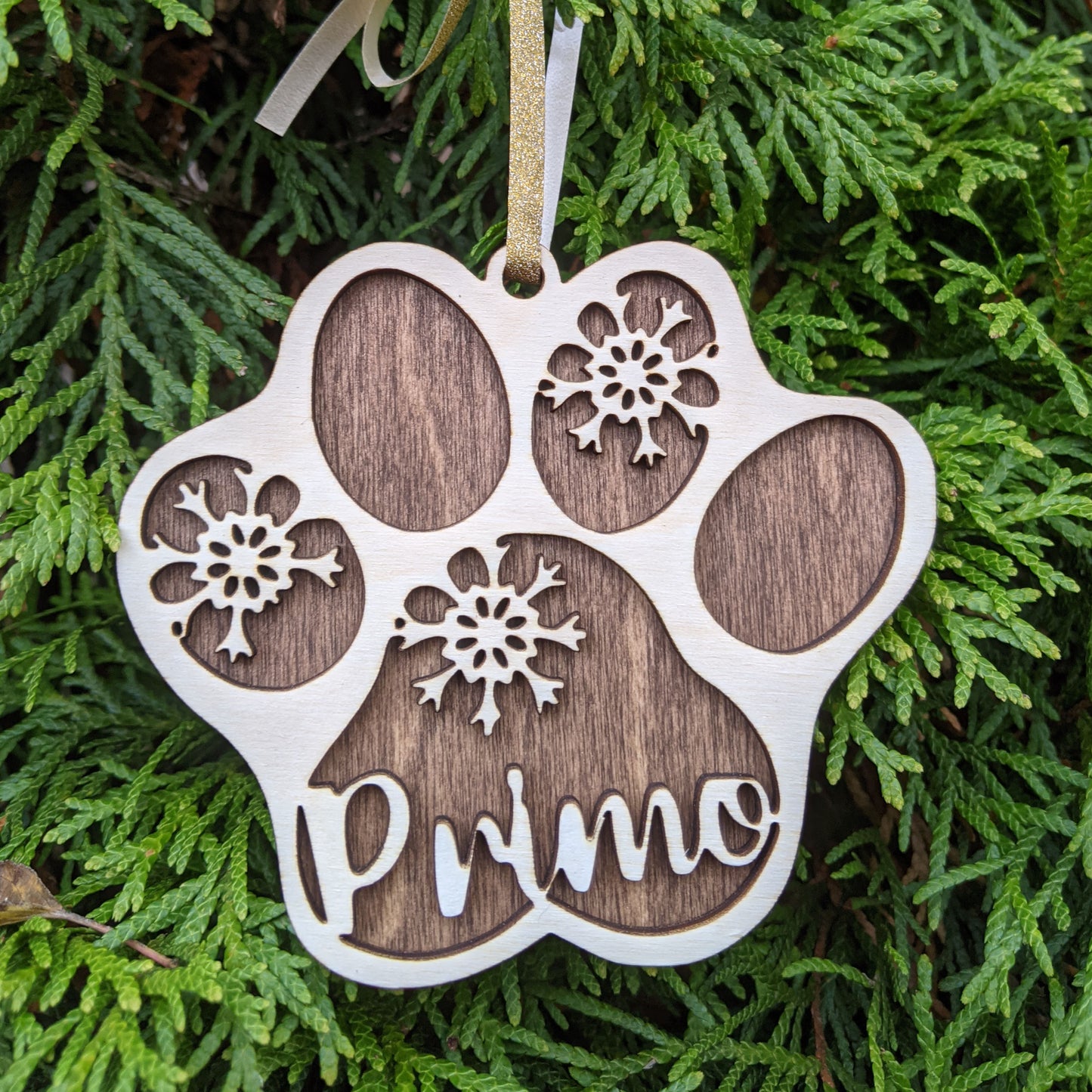 Personalized Paw Print Christmas Ornament - Your Pet's Name & Choice of Colors! - Dog or Cat