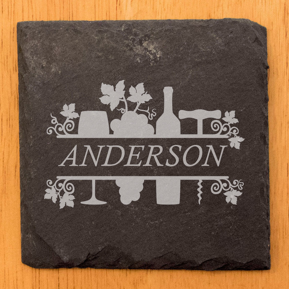 Cheers to Life: Personalized Slate Coasters with Wine Design