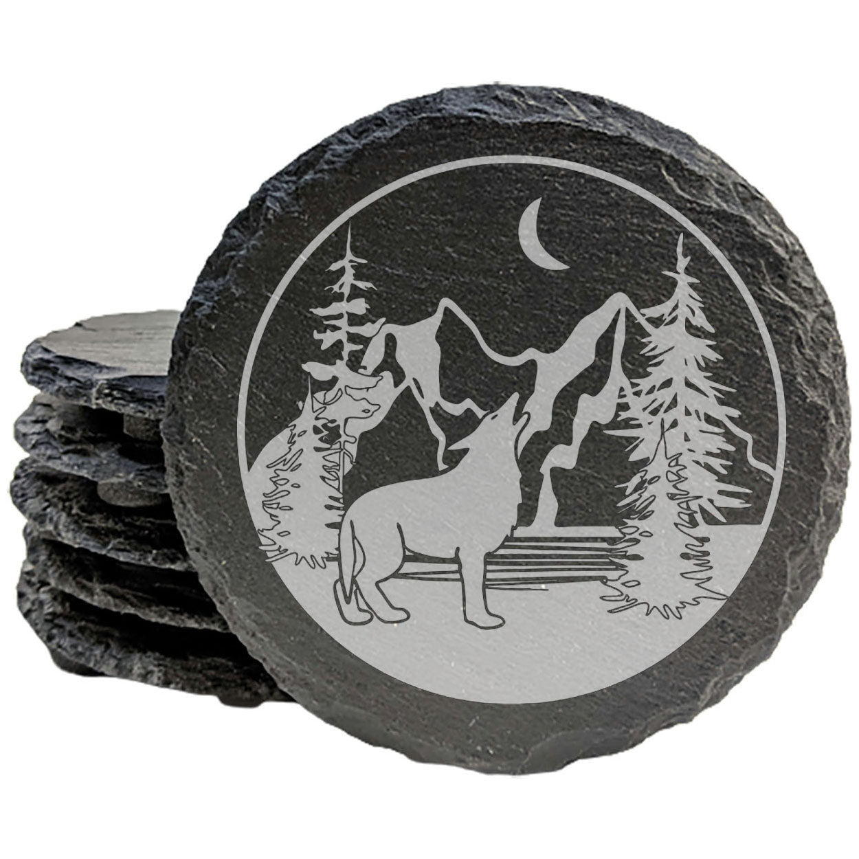 Wilderness Symphony: Forest & Wolf Coasters for Your Table