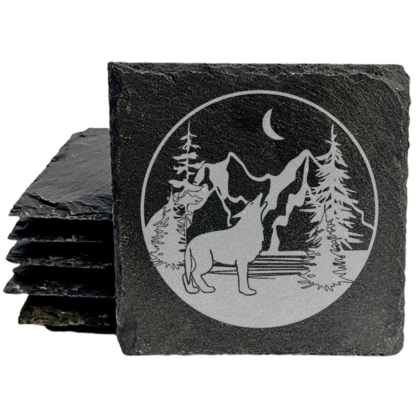 Wilderness Symphony: Forest & Wolf Coasters for Your Table