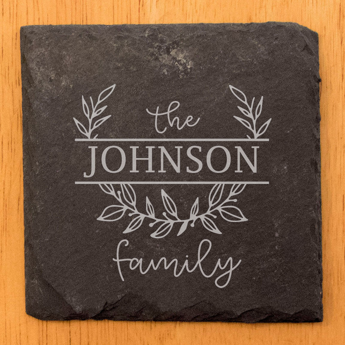 Coasters for the Family: Round Split Monogram Slate Drink Coasters