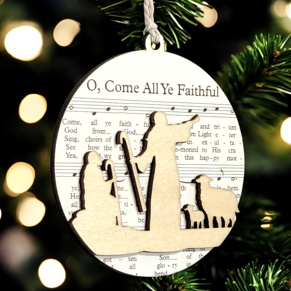3.5" O Come All Ye Faithful Shepherds Ornament - USA Made