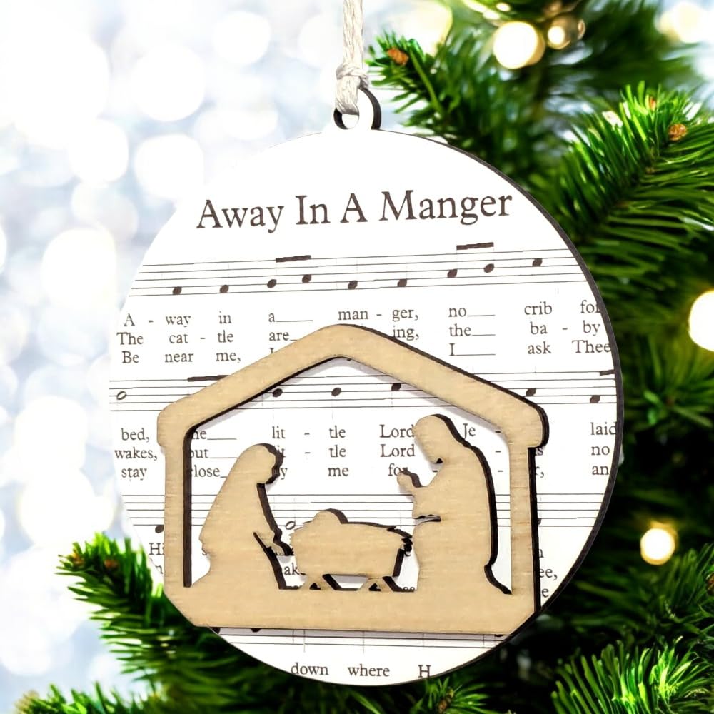 3.5" Away in a Manger Nativity Christmas Ornament - USA Made