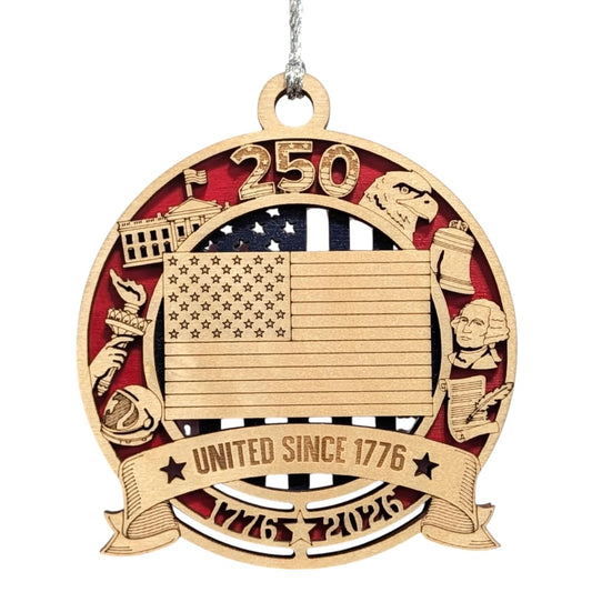 3.5" United Since 1776 American Flag Ornament