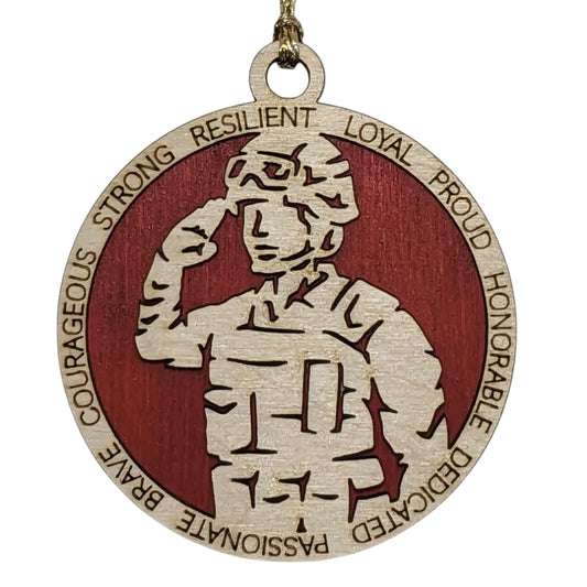 3" Marines Inspired Female Soldier Ornament, Field Uniform
