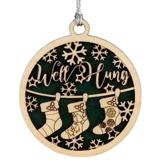 3" "Well Hung" Stocking Christmas Ornament