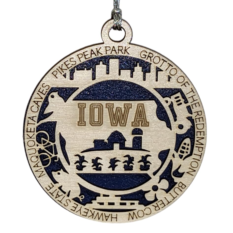 3" Iowa State Pride Christmas Ornament, Wood