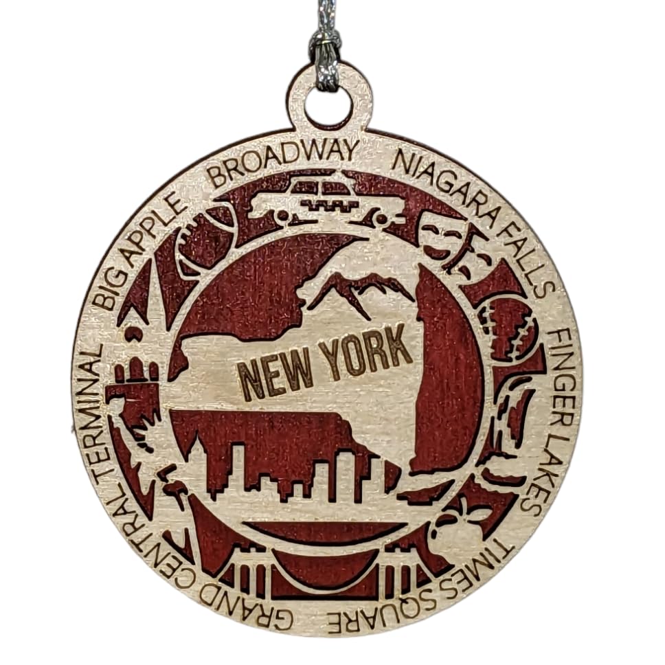 3" New York State Pride Christmas Ornament, Wood