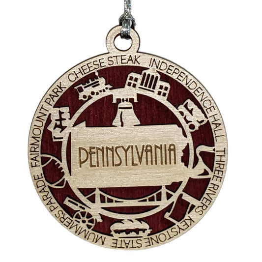 3" Pennsylvania Pride Christmas Ornament, Wood