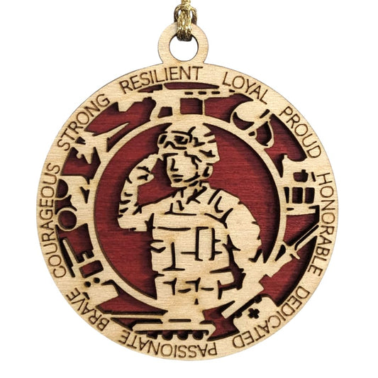 3" Marines Inspired Female Soldier Ornament, Field, Icons