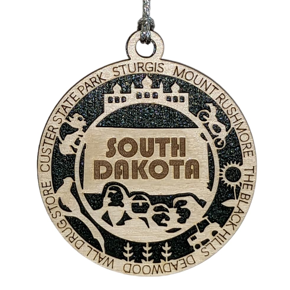3" South Dakota Pride Christmas Ornament, Wood
