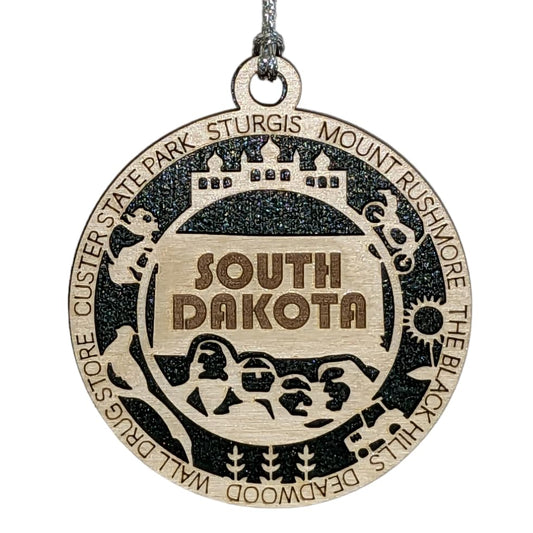 3" South Dakota Pride Christmas Ornament, Wood