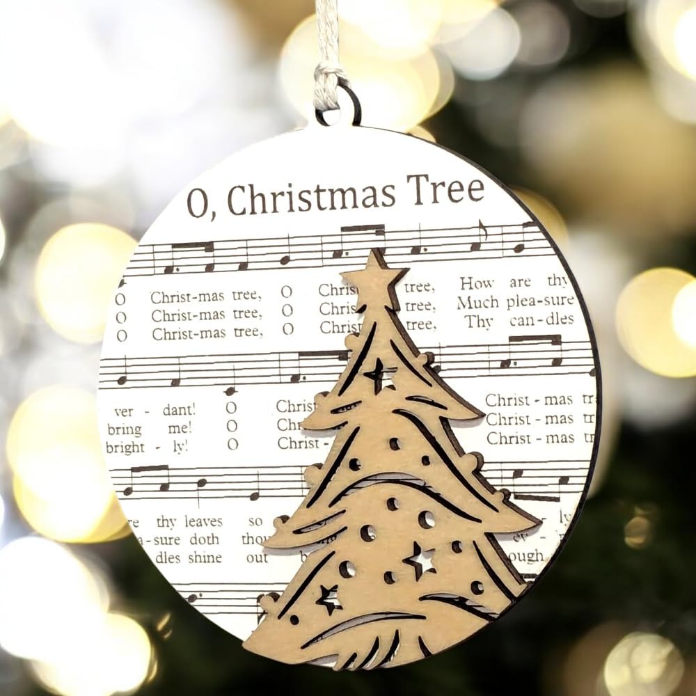 3.5" O Christmas Tree Sheet Music Ornament - USA Made