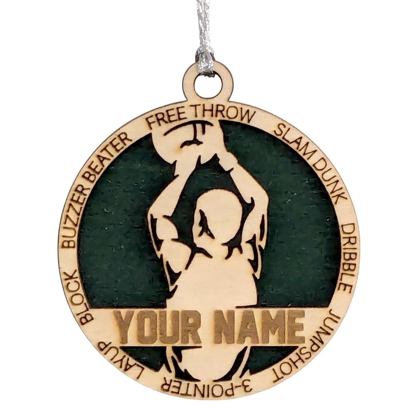 3" Custom Male Basketball Player Wood Ornament