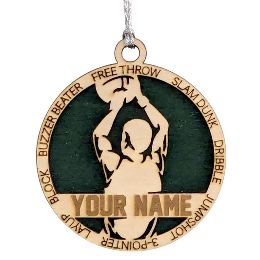 3" Custom Male Basketball Player Wood Ornament