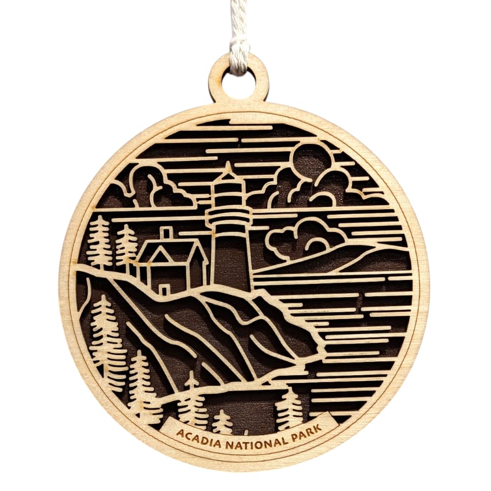 Acadia National Park 3.5" Wood Christmas Ornament / Car Charm