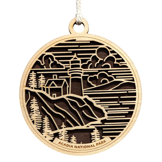 Acadia National Park 3.5" Wood Christmas Ornament / Car Charm