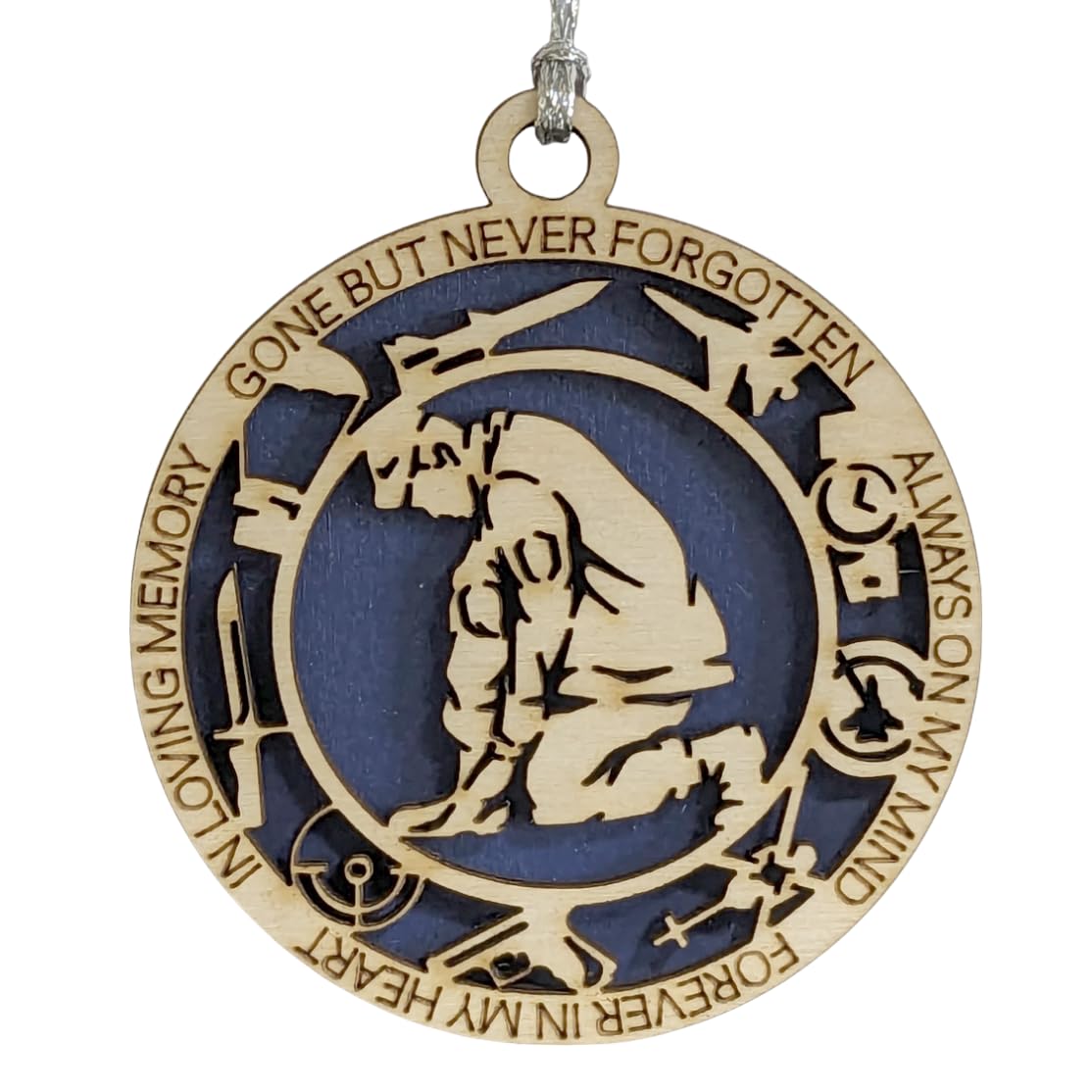 3" Kneeling Soldier Memorial Ornament, Icons, Wood