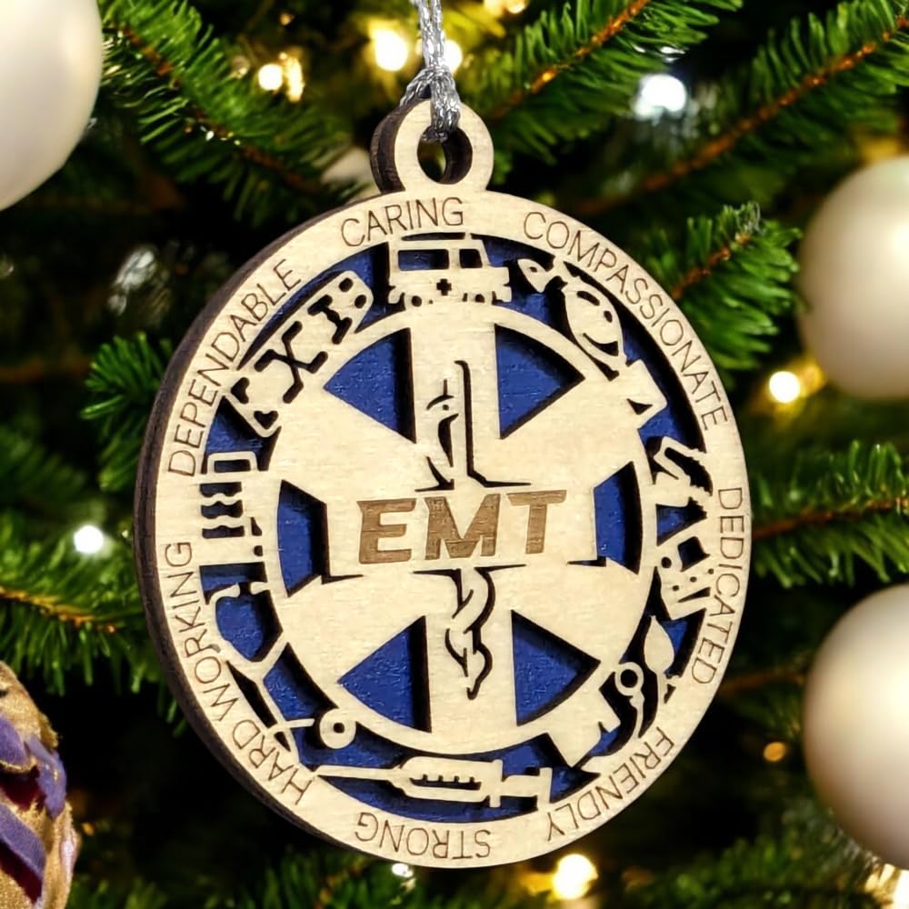 3" EMT Wood Christmas Ornament - Solid Backing