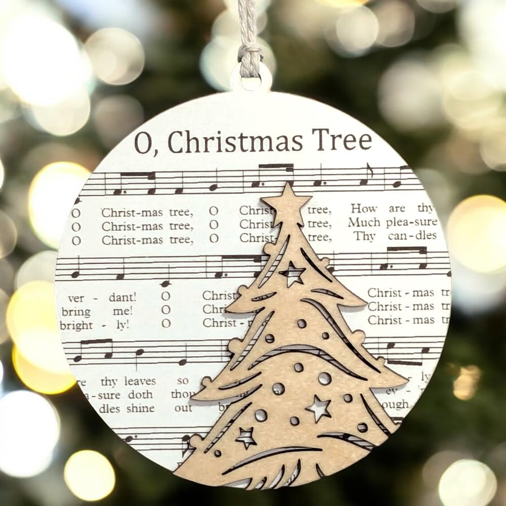 3.5" O Christmas Tree Sheet Music Ornament - USA Made