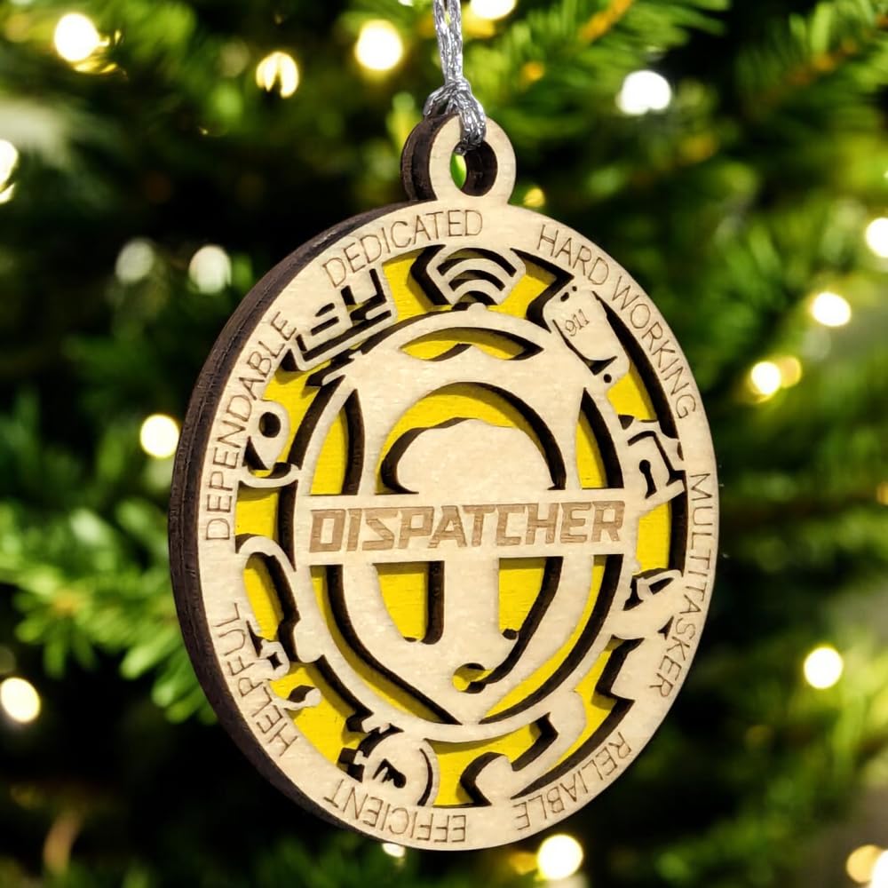 3" 911 Dispatcher Wood Ornament - Solid Backing