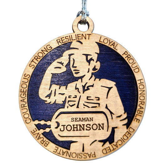 3" Coast Guard Female Sailor Ornament, Field Uniform, Dog Tag
