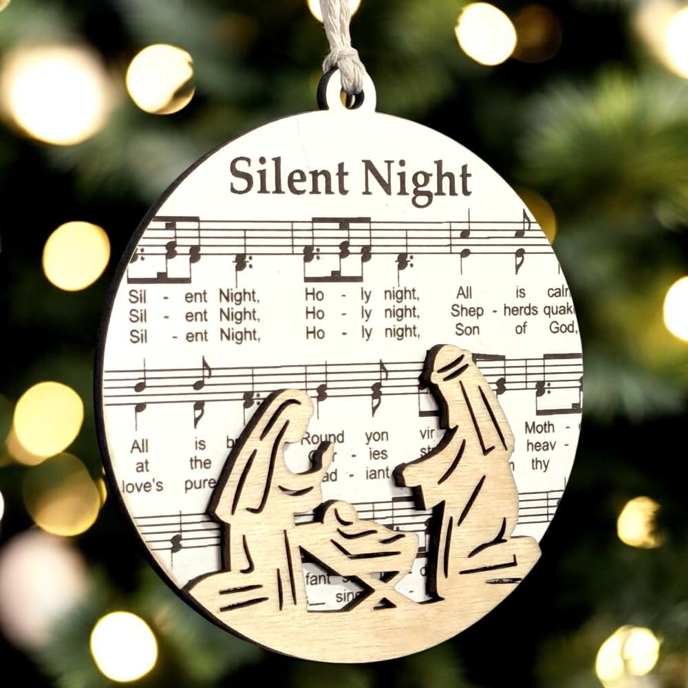3.5" Silent Night Nativity Christmas Ornament - USA Made