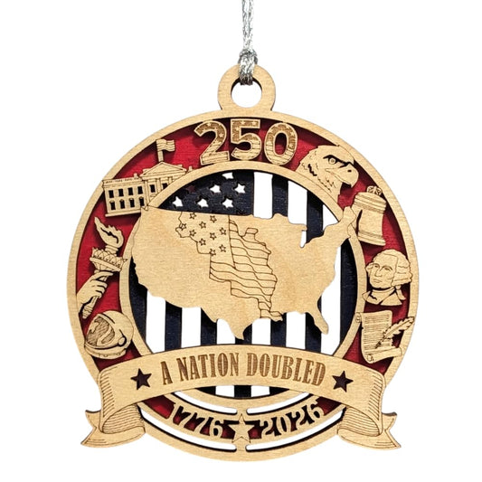 3.5" A Nation Doubled USA Map Ornament