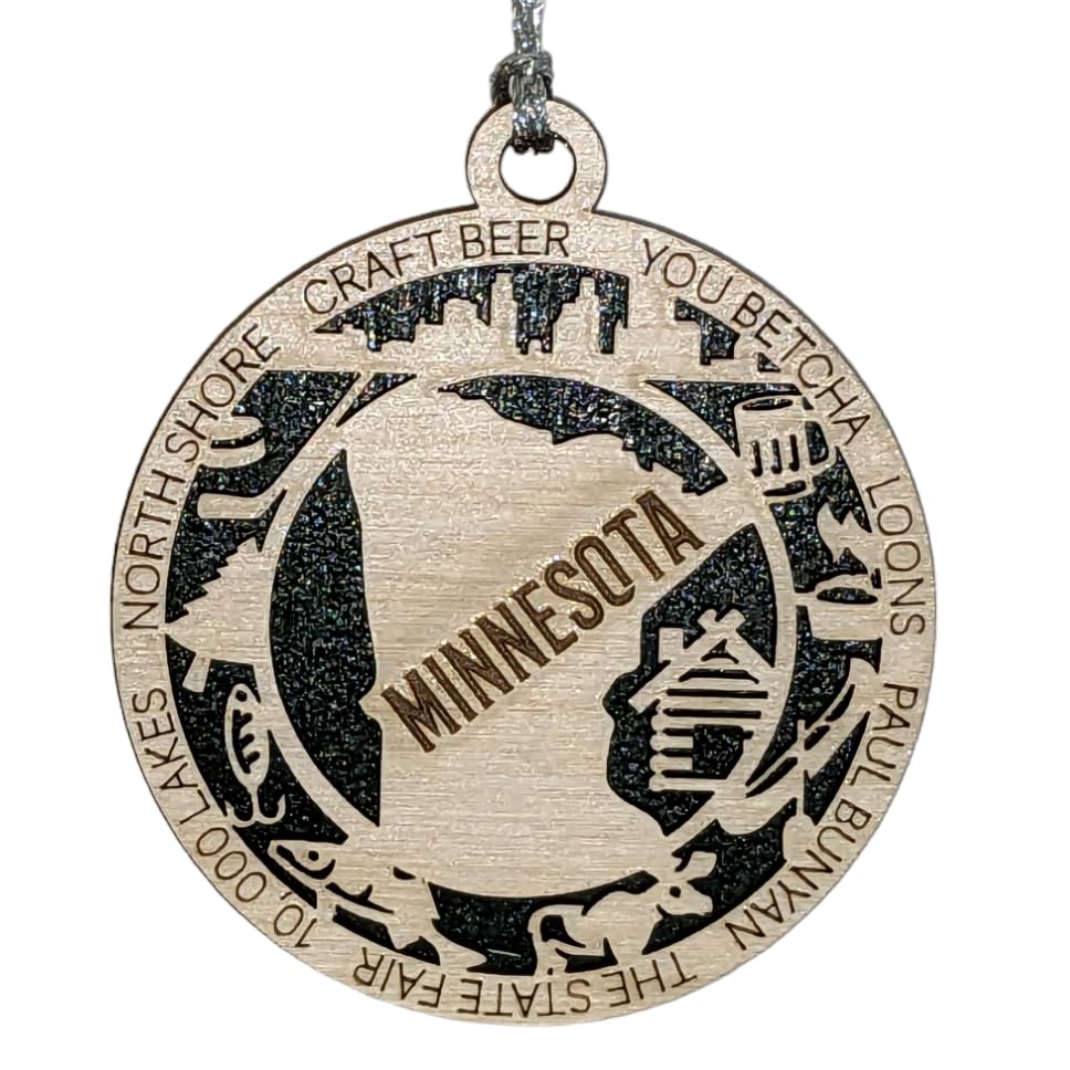 3" Minnesota State Pride Christmas Ornament, Wood
