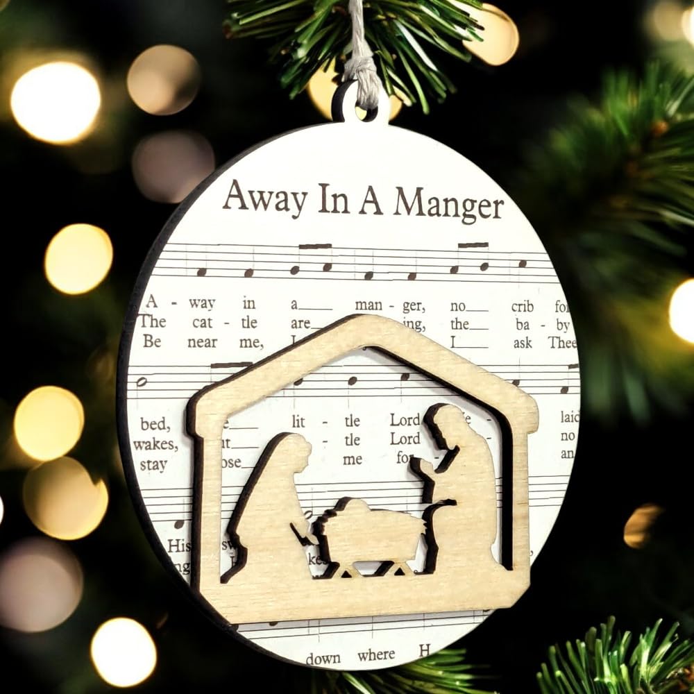 3.5" Away in a Manger Nativity Christmas Ornament - USA Made