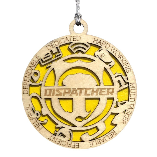 3" 911 Dispatcher Wood Ornament - Solid Backing