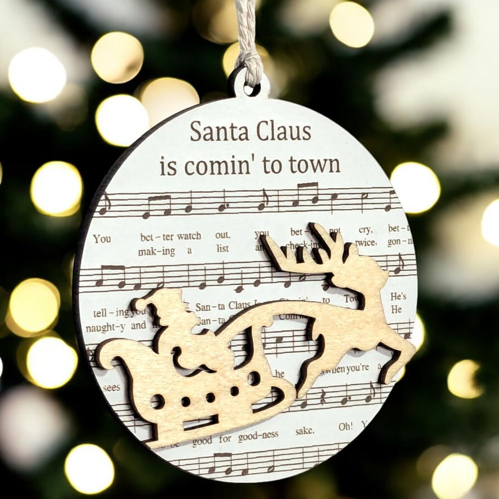 3.5" Santa Claus Sleigh Ride Christmas Ornament - USA Made