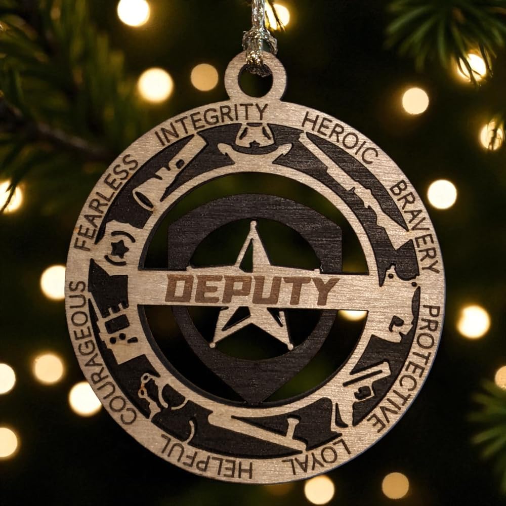 3" Deputy 5-Pt Badge Wood Ornament - Cut Layer