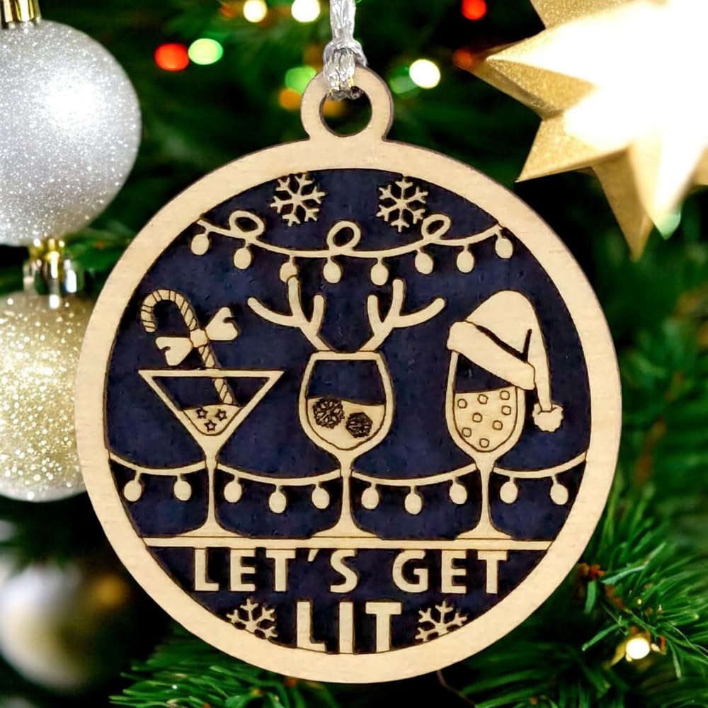 3" "Let's Get Lit" Cocktail Christmas Ornament