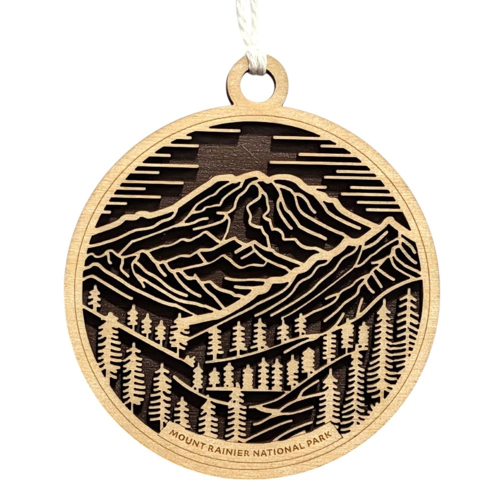 Mount Rainier National Park 3.5" Wood Christmas Ornament
