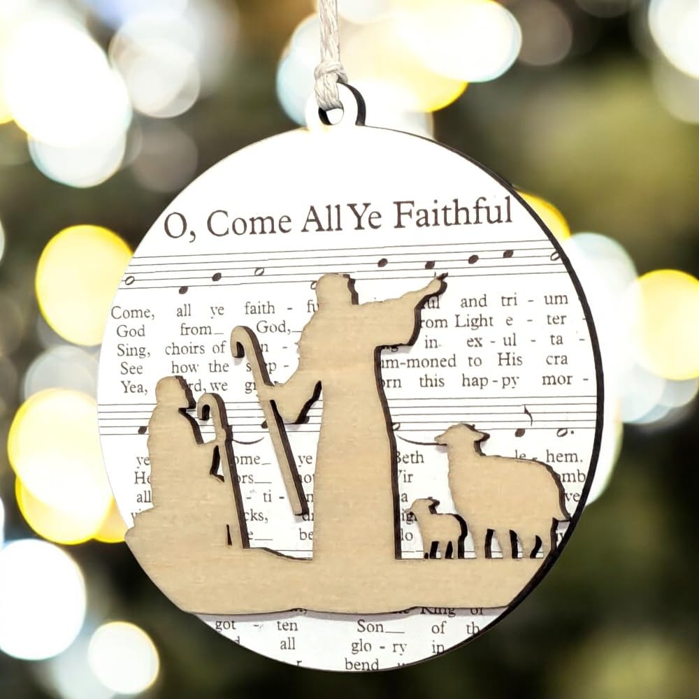 3.5" O Come All Ye Faithful Shepherds Ornament - USA Made