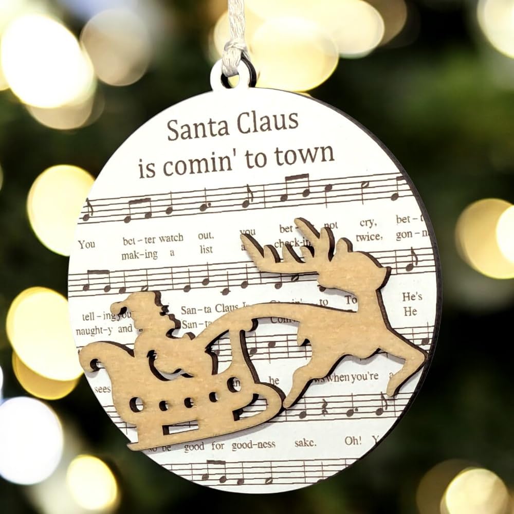 3.5" Santa Claus Sleigh Ride Christmas Ornament - USA Made