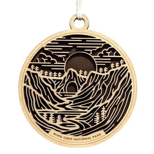 Wind Cave National Park 3.5" Wood Christmas Ornament